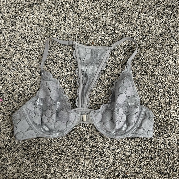 Aerie Gray Lace Racerback Bralette - Picture 1 of 4